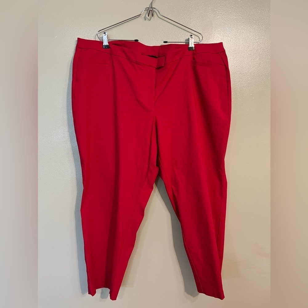 Lane Bryant Womens Plus  Ankle Stretch Red Dress Pants Comfy Size 28 NWT